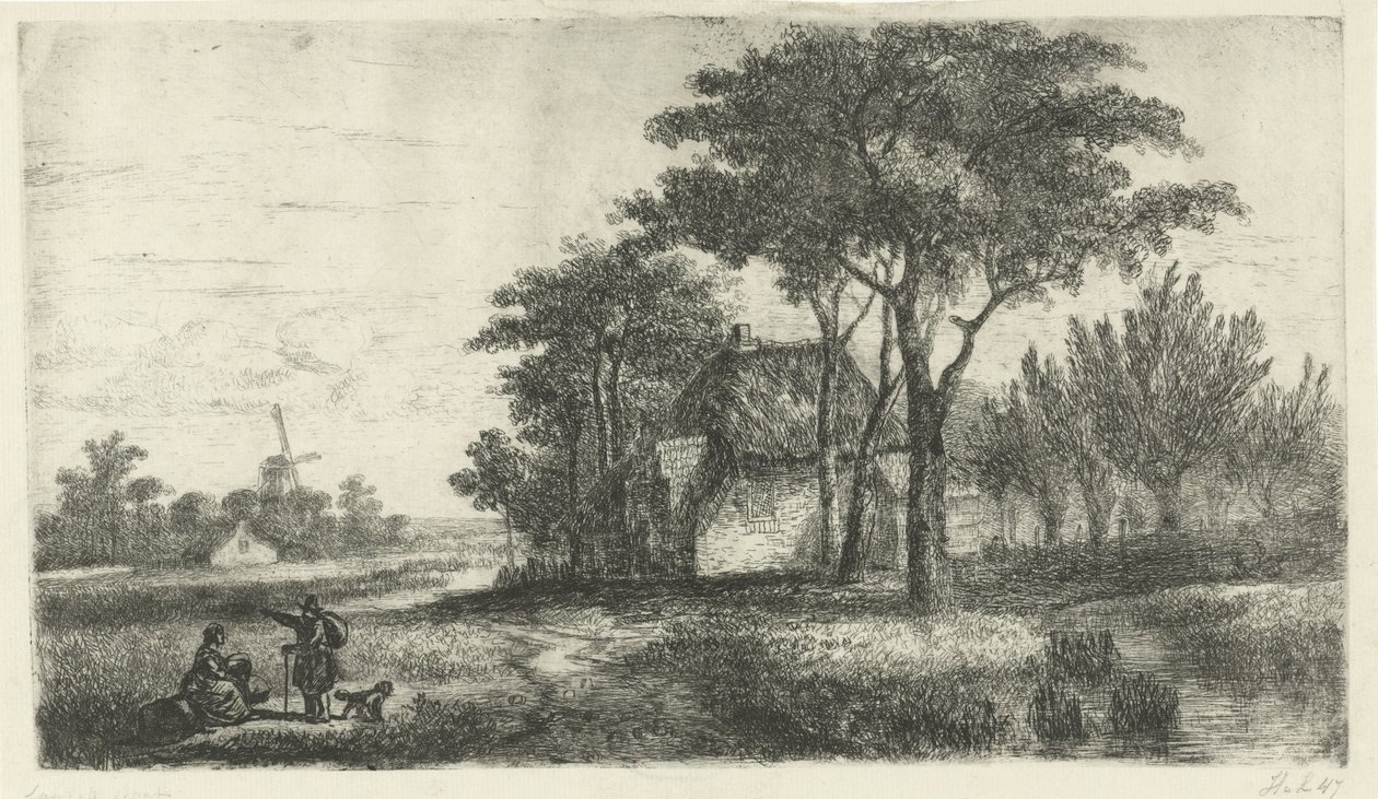Landschaft mit einem Wanderer von Hermanus Jan Hendrik van Rijkelijkhuysen