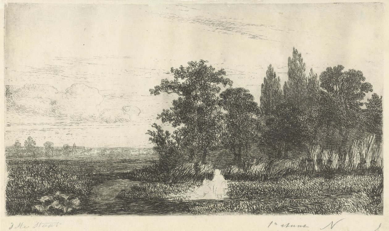 Mann und Frau an einem Bach am Waldrand von Hermanus Jan Hendrik van Rijkelijkhuysen