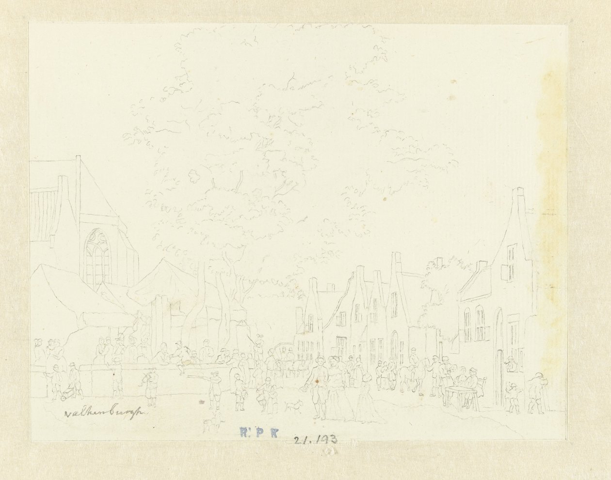 Markt im Dorf Valkenburg von Hermanus Petrus Schouten