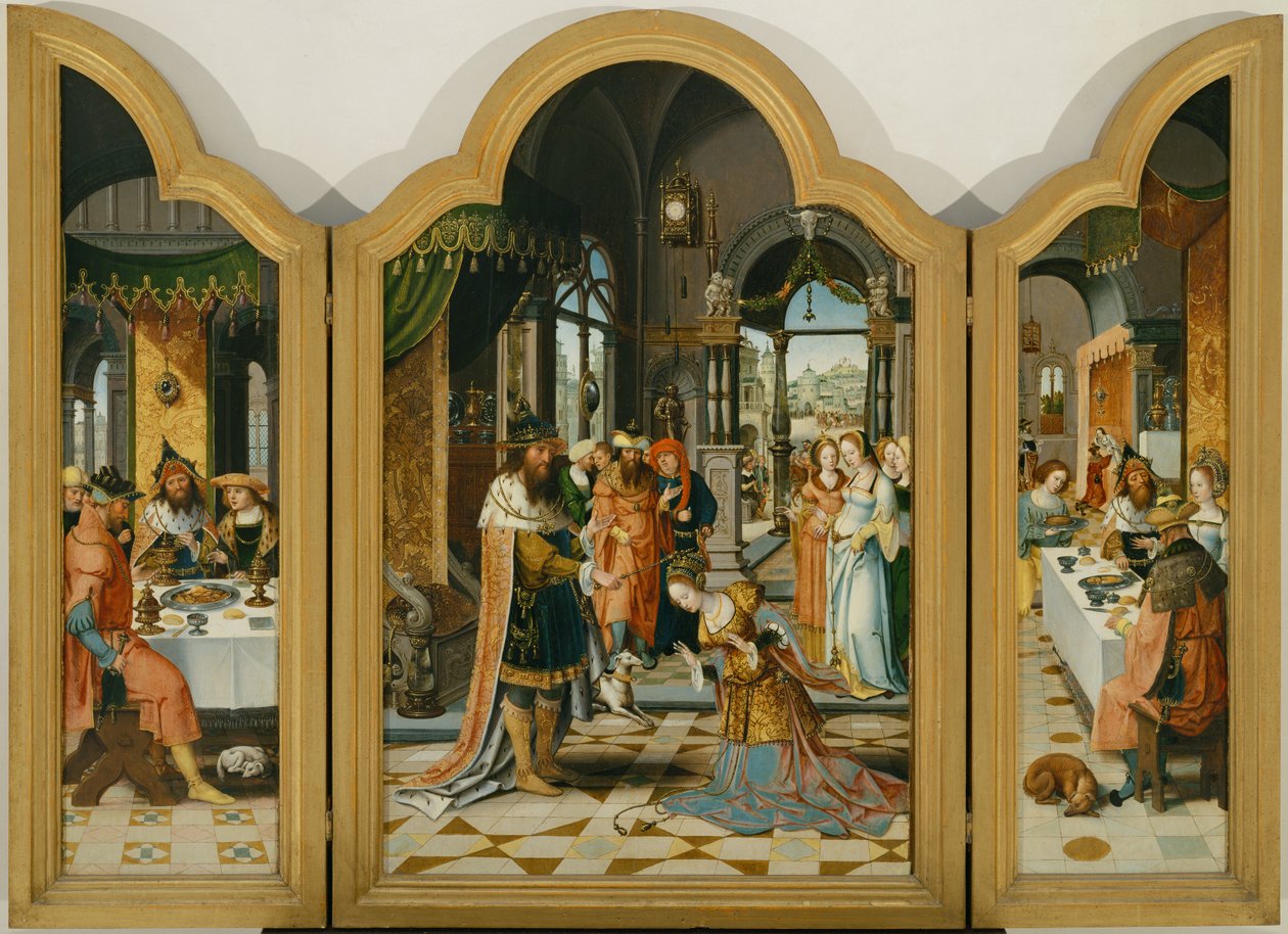 Die Geschichte von David und Bathseba, Triptychon von Herri met de (c.1510 p.1550) Bles