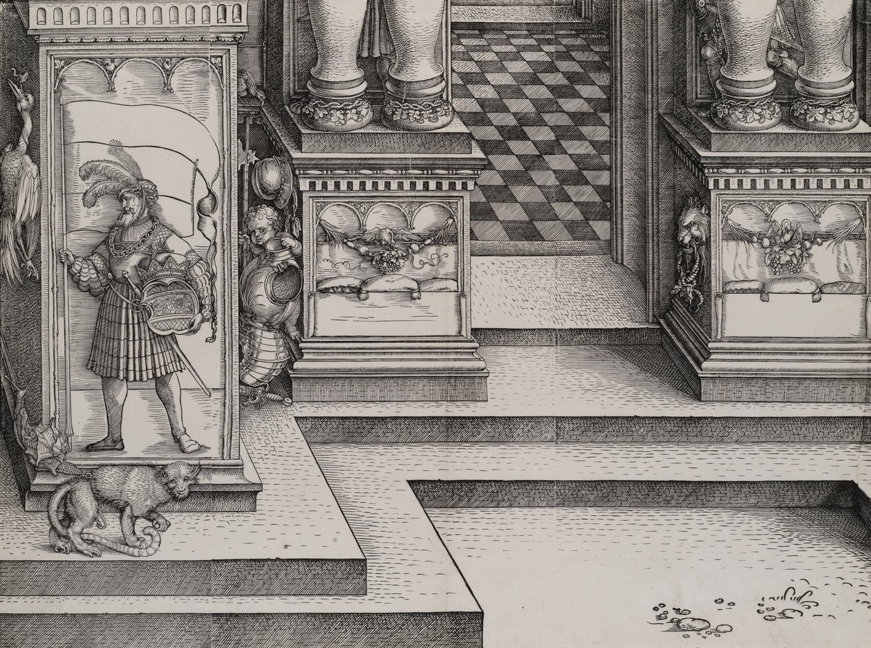 Unterer Teil des Eingangs zum rechten Portal Die Porten des Adels, und das äußere Ri..., 1515 von Hieronymus Andreae