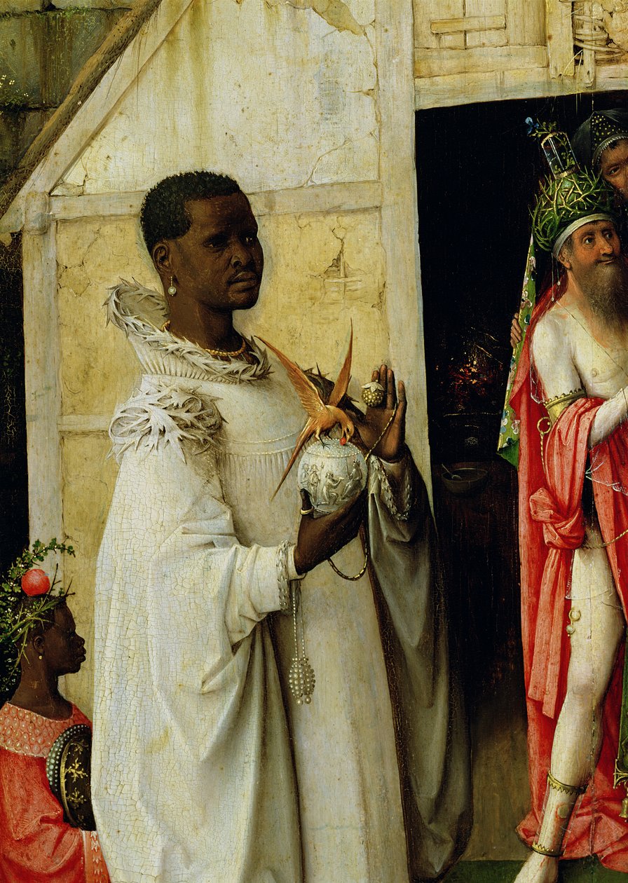 Die Anbetung der Könige: Detail von König Balthasar aus dem zentralen Panel des Triptychons, 1510 (Detail) von Hieronymus Bosch
