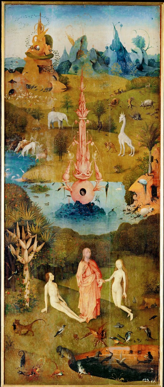 Der Garten der Lüste, Triptychon, linkes Panel, (Detail) von Hieronymus Bosch