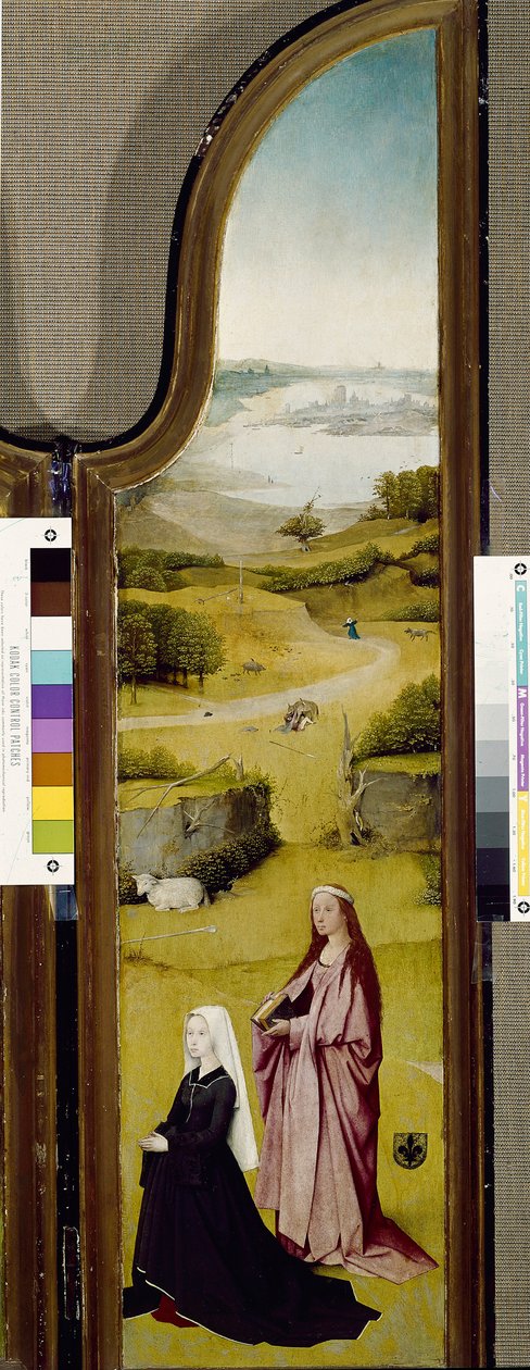 Triptychon der Epiphanie, mit der Heiligen Agnes von Rom und Stifter von Hieronymus Bosch