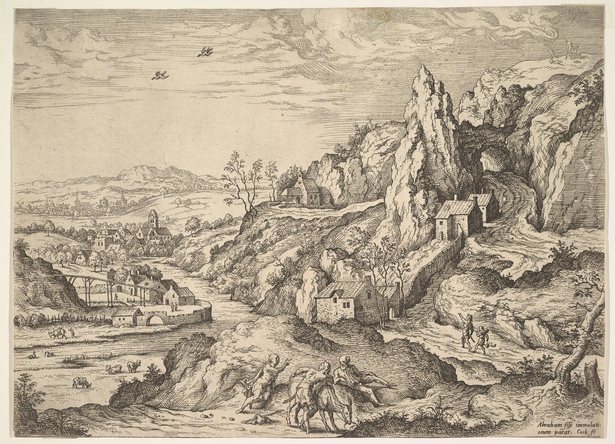 Abraham und Isaak auf dem Weg zum Opfer, 1558 von Hieronymus Cock