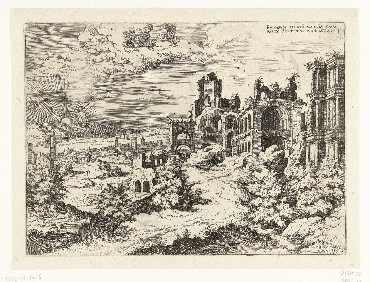Ansicht des Palatin mit Sonnenaufgang von Hieronymus Cock