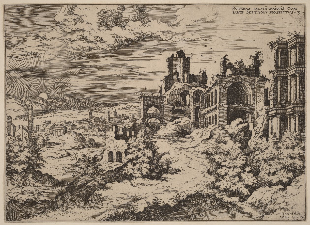 Ruinen auf dem Palatin mit Panoramablick von Hieronymus Cock