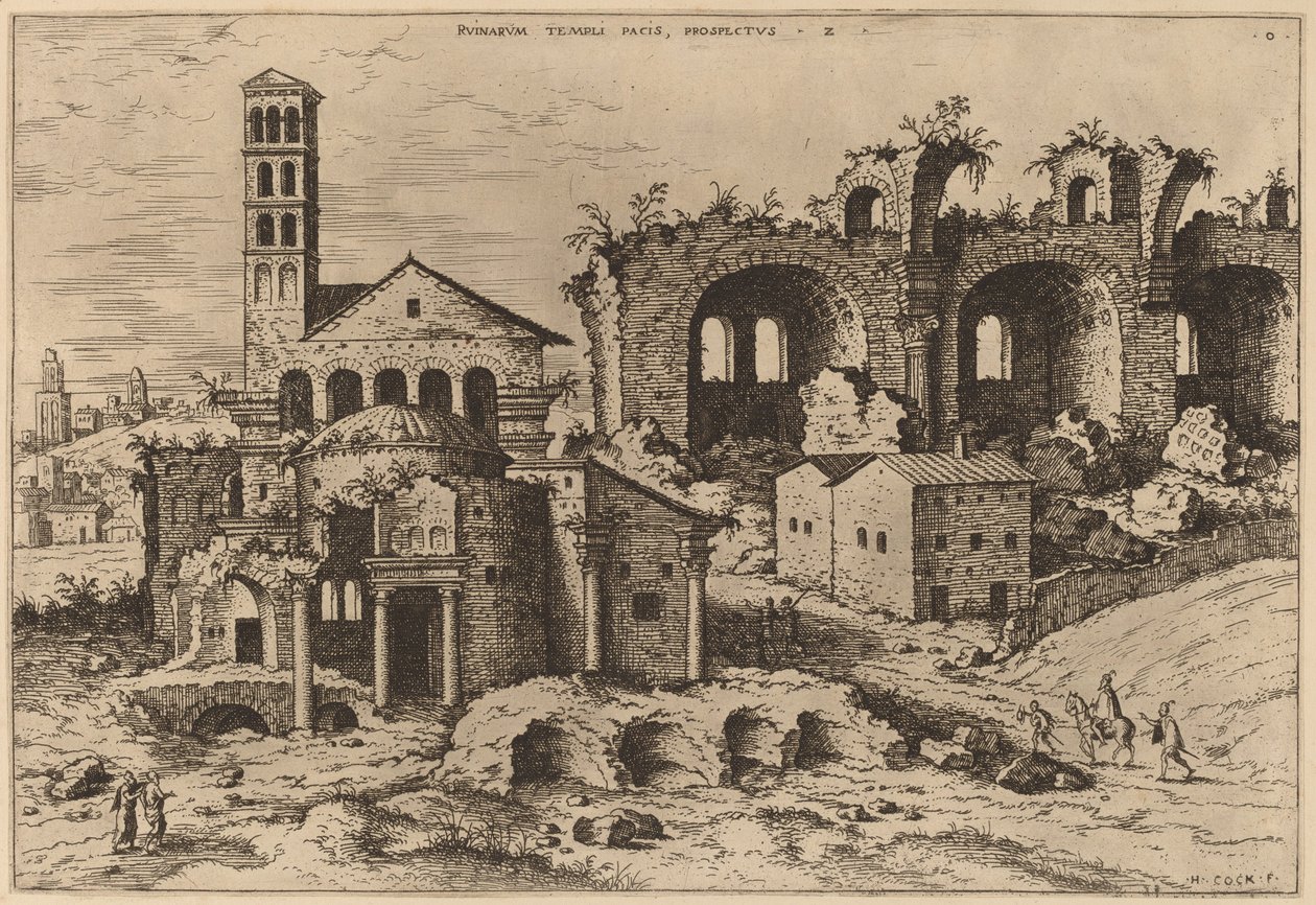 Der Tempel des Augustus und der Faustina, der Tempel des Divus Romulus und die Basilika von Konstantin von Hieronymus Cock