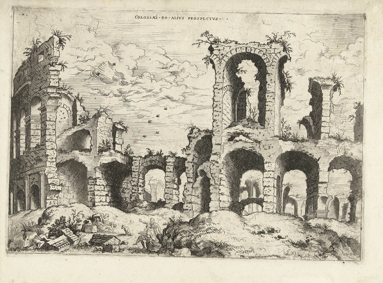 Zweiter Blick auf das Kolosseum in Rom (Römische Ruinen) von Hieronymus Cock