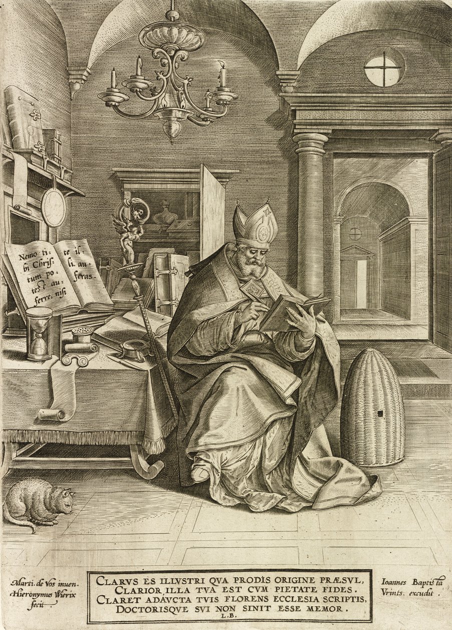 Heiliger Ambrosius, aus der Serie Die vier Kirchenväter von Hieronymus or Jerome Wierix