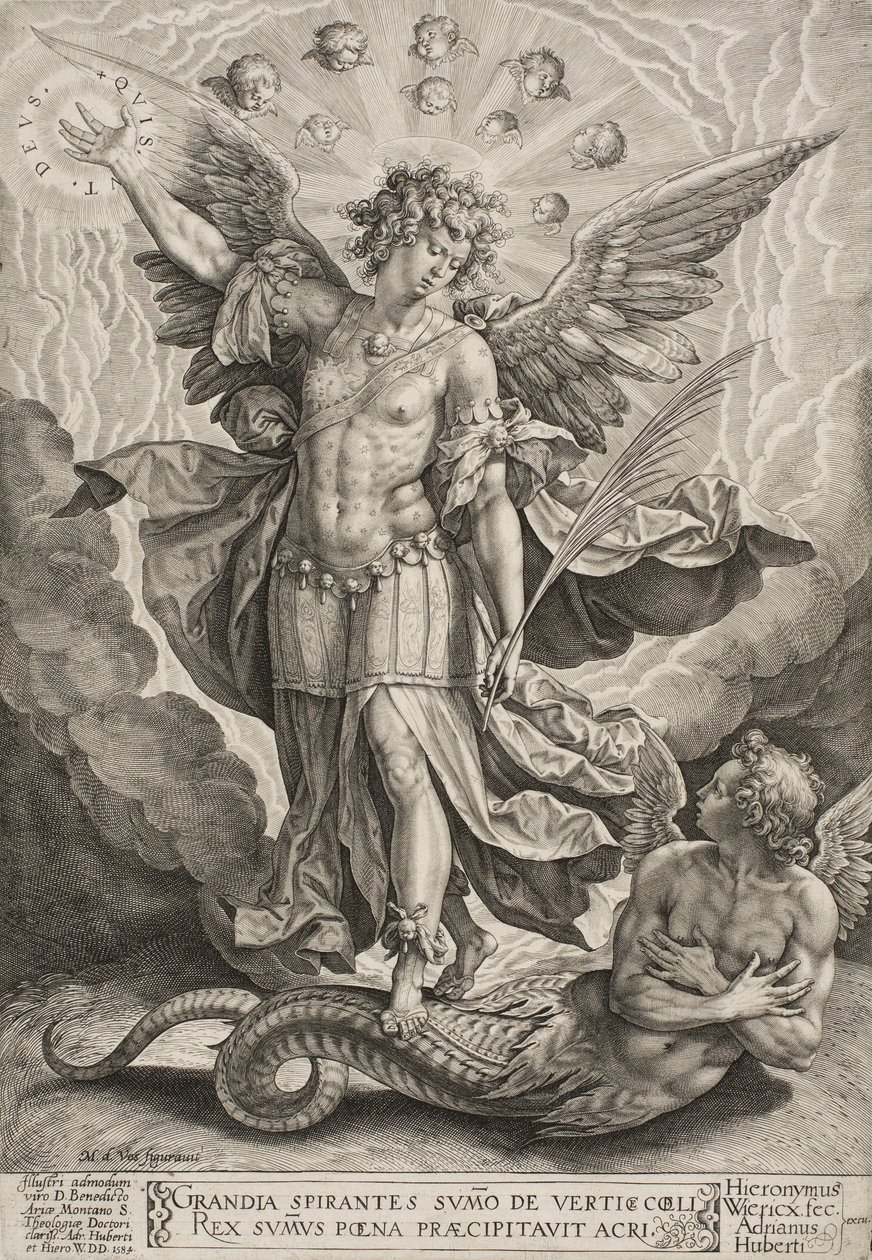 Der Erzengel Michael triumphiert über den Drachen von Hieronymus or Jerome Wierix