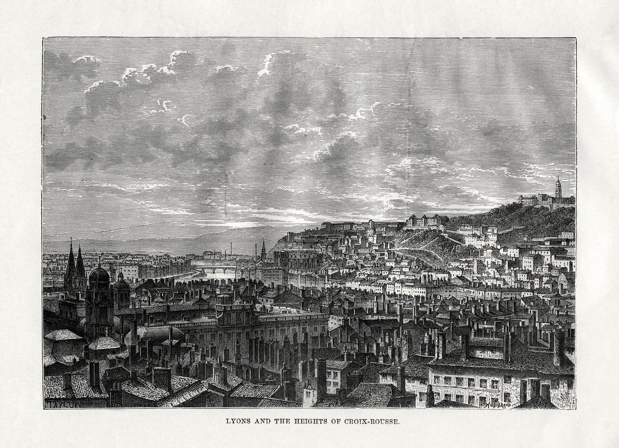 Lyon und die Höhen von Croix-Rousse, Frankreich, 1879 von Hildibrand
