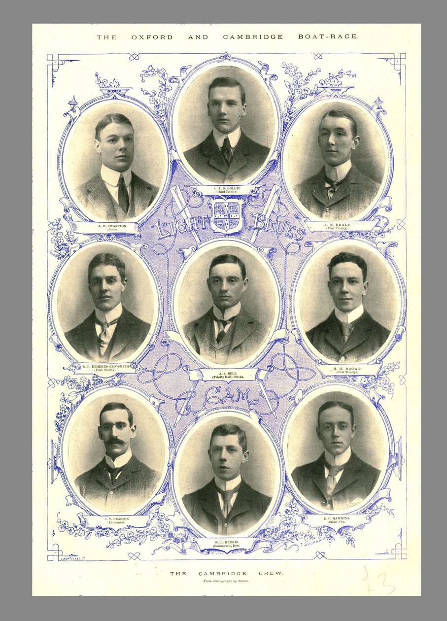 Die Cambridge-Crew, Oxford und Cambridge Bootrennen, 1898 von Hills and Saunders