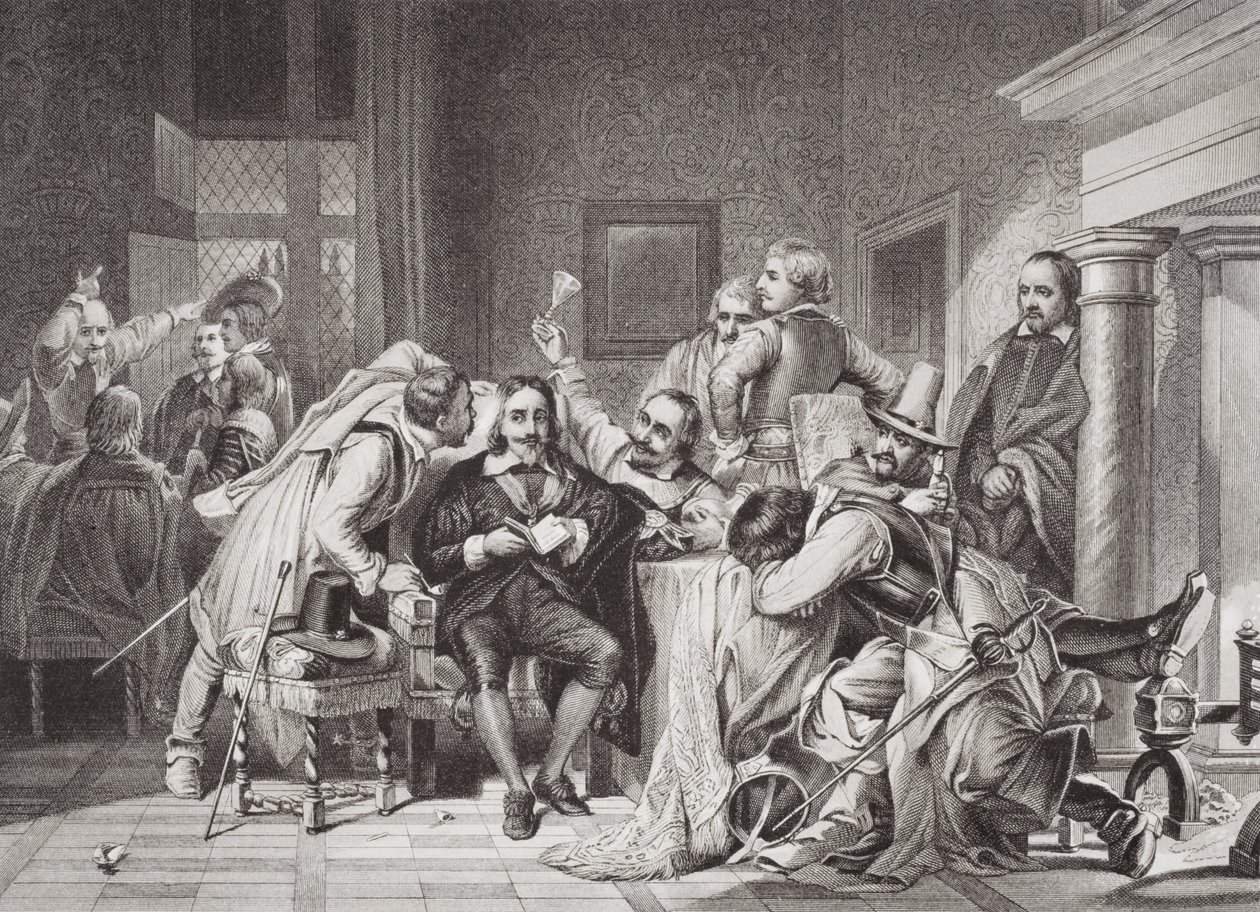 Charles I (1600-49) im Wachraum von Oliver Cromwells Soldaten beleidigt, aus 