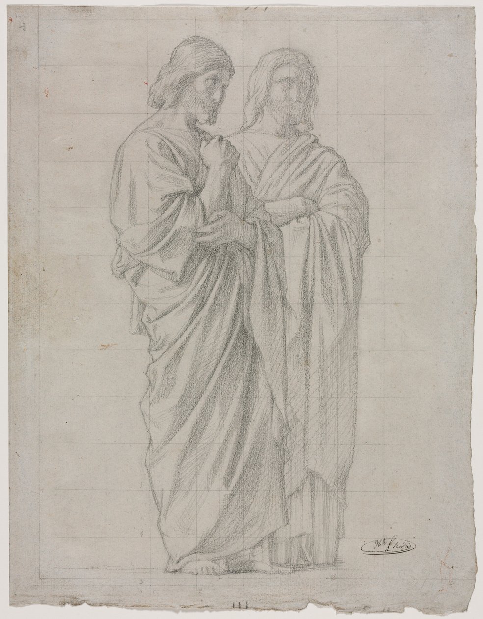 Zwei stehende Figuren (Studie für den linken Teil der Mission der Apostel) von Hippolyte Jean Flandrin