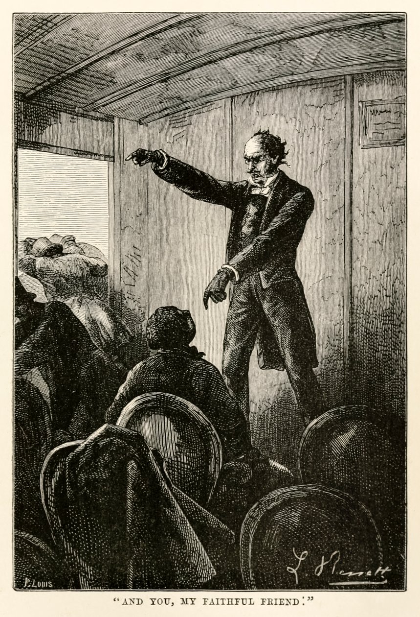 Und du, mein treuer Freund., aus In 80 Tagen um die Welt von Jules Verne (1828-1905) graviert von Louis, 1873 von Hippolyte Leon after Benett