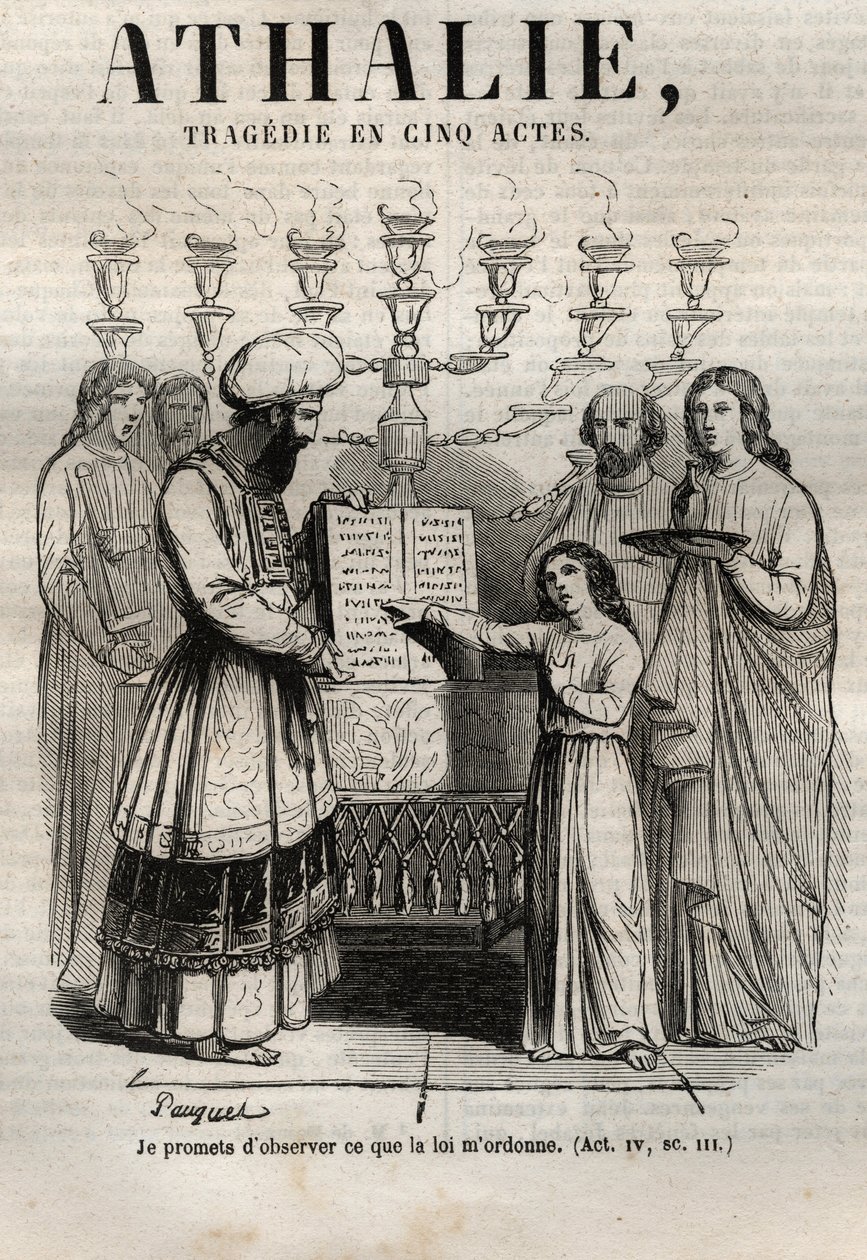 Athalie Tragödie von Jean Racine in fünf Akten - Gravur in „Werke von Jean Racine“ illustriert von Pauquet und mit einer Notiz von Emile de La Bédollière - 1851 von Hippolyte Louis Pauquet