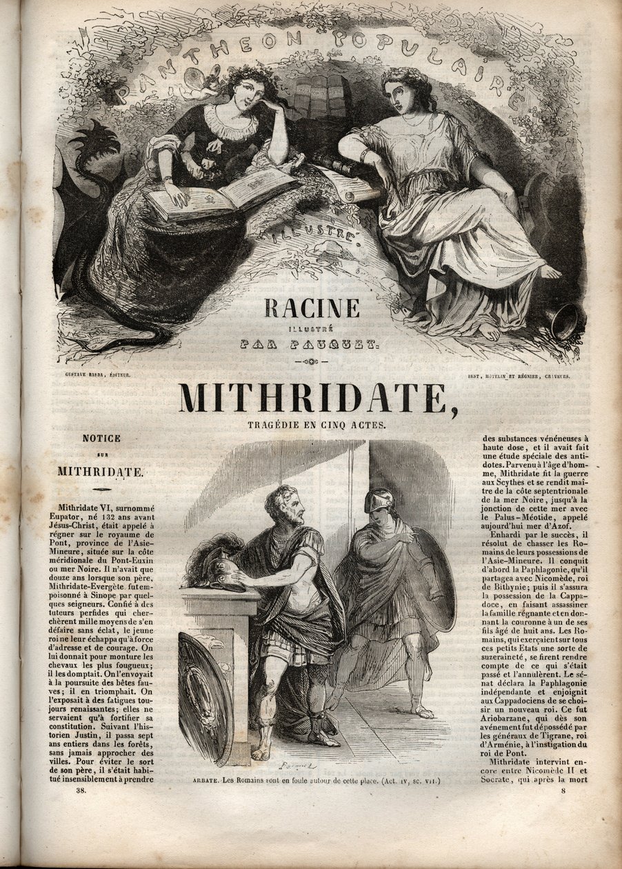 Mithridate Tragödie in fünf Akten von Jean Racine - Gravur in „Oeuvres de Jean Racine“ illustriert von Pauquet und mit einer Notiz von Emile de La Bedolliere - 1851 von Hippolyte Louis Pauquet
