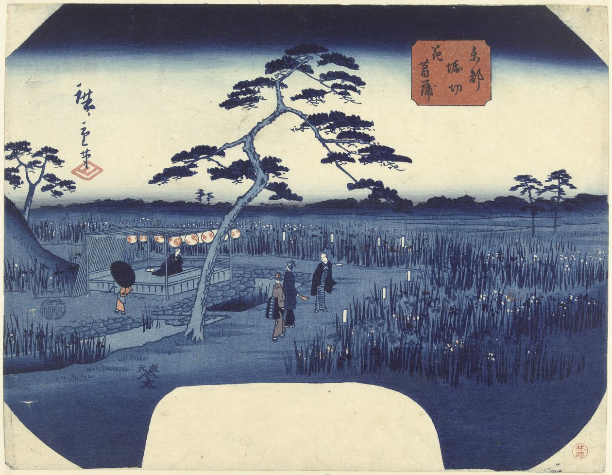 Blühende Schwertlilien in Horikiri in der östlichen Hauptstadt von Hiroshige (II) , Utagawa