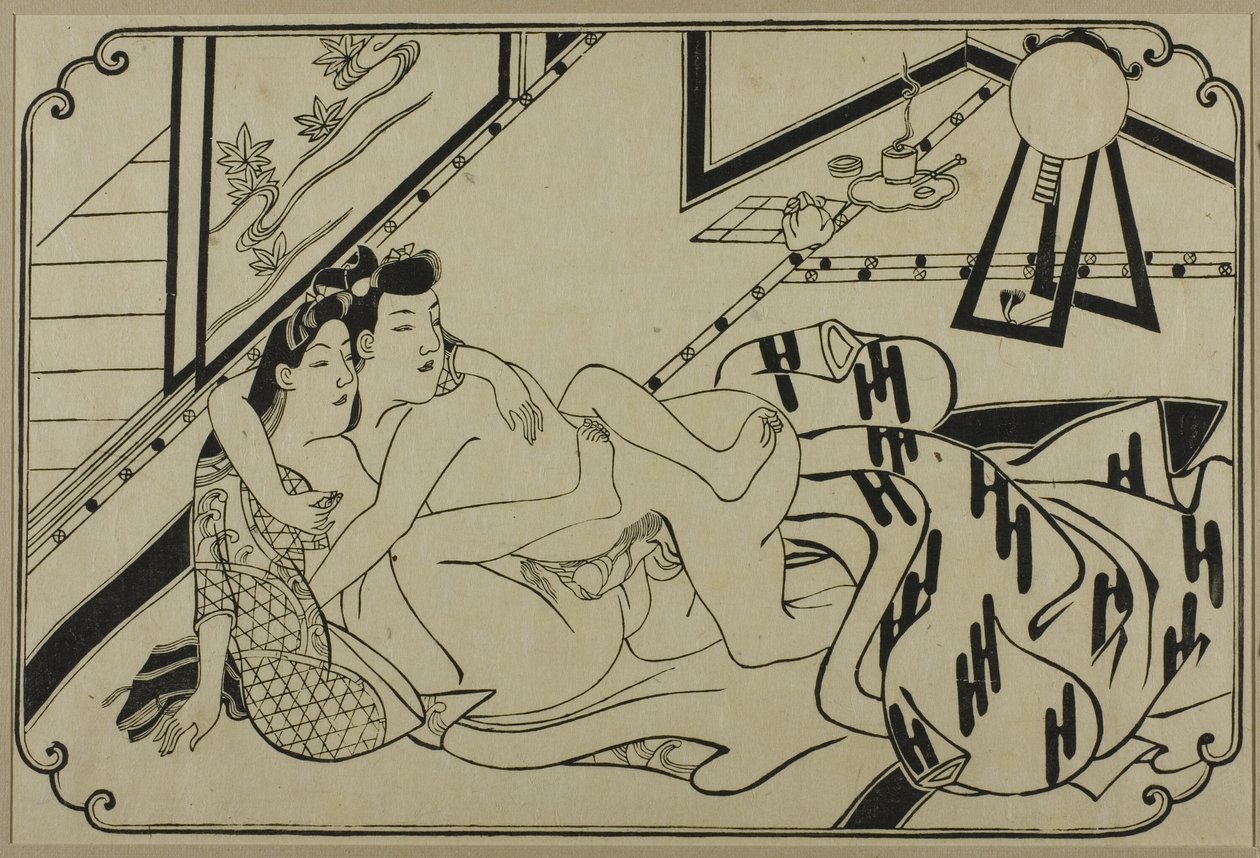 Ein Blatt aus einem Shunga-Album von Hishikawa Moronobu
