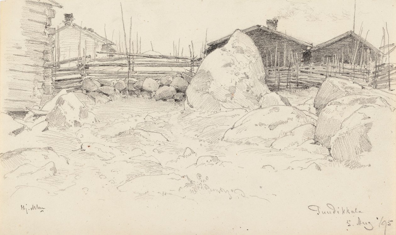 Hütten in Puutikkala von Hjalmar Munsterhjelm