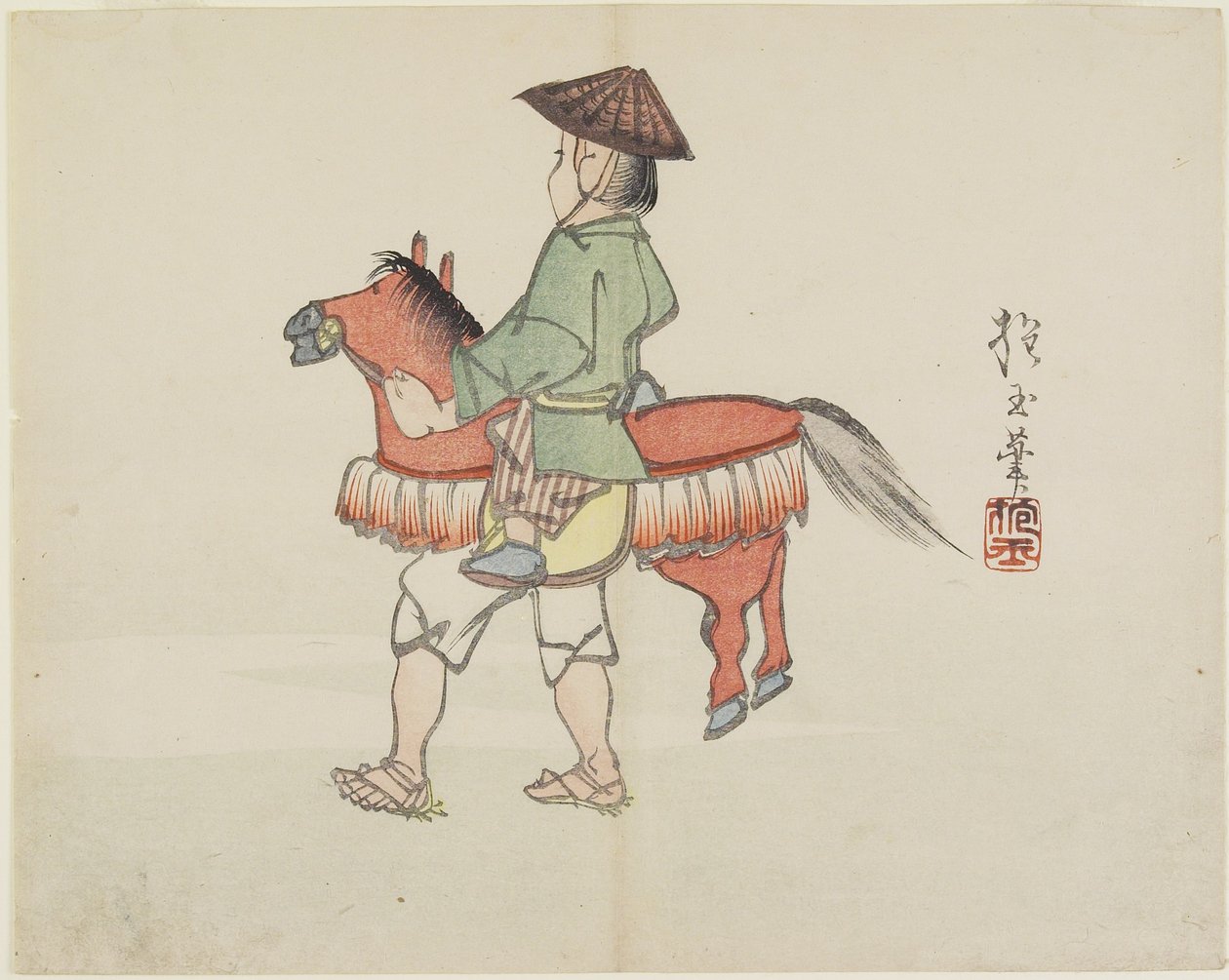 Straßenkünstler mit Pferdekostüm, um 1830 von Hogyoku
