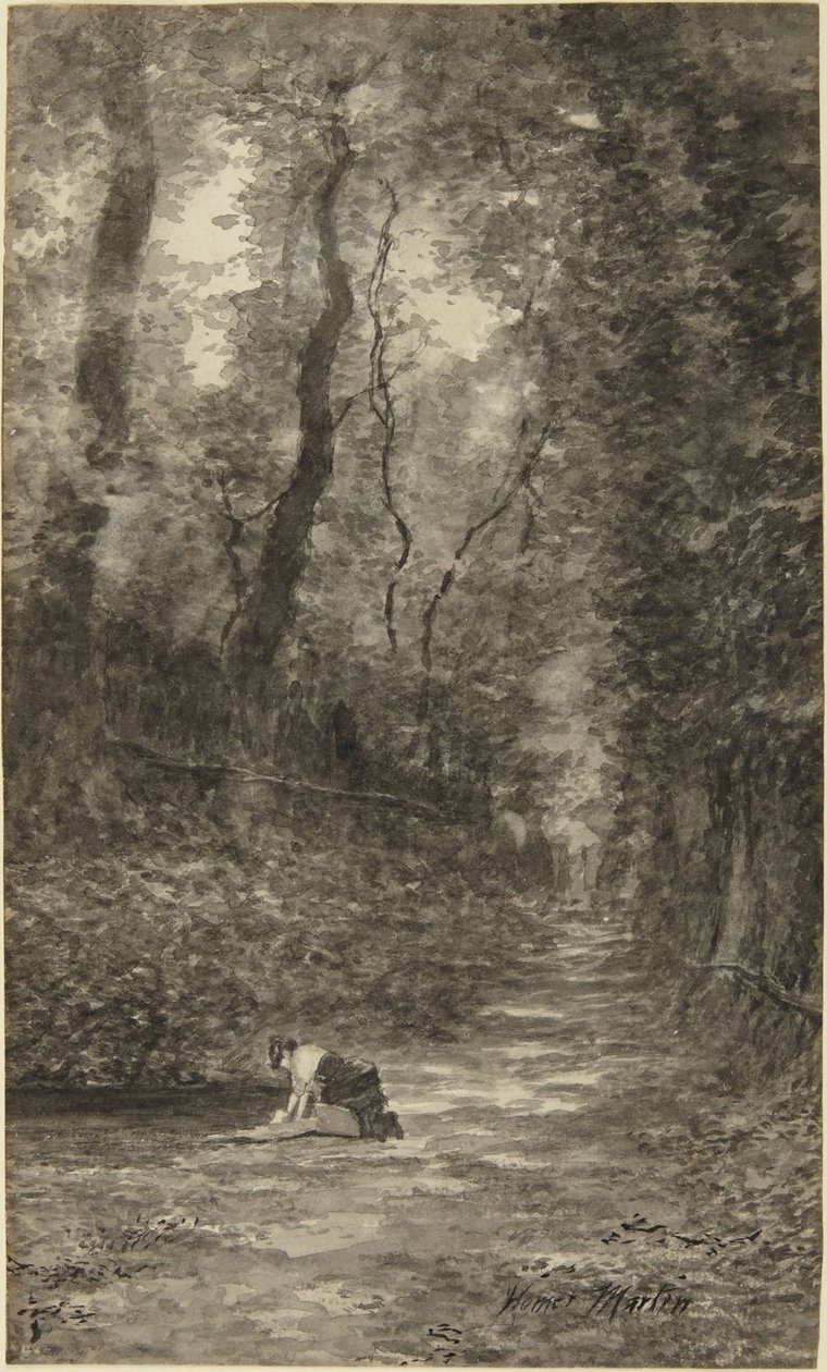 Waldszene mit Wäscherin von Homer Dodge Martin