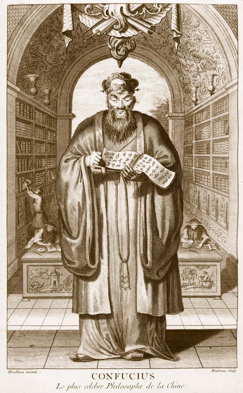 Kong-Fu-Tse, oder Konfuzius, der berühmteste Philosoph Chinas, graviert von Henry Fletcher (fl.1729) von Honbleau
