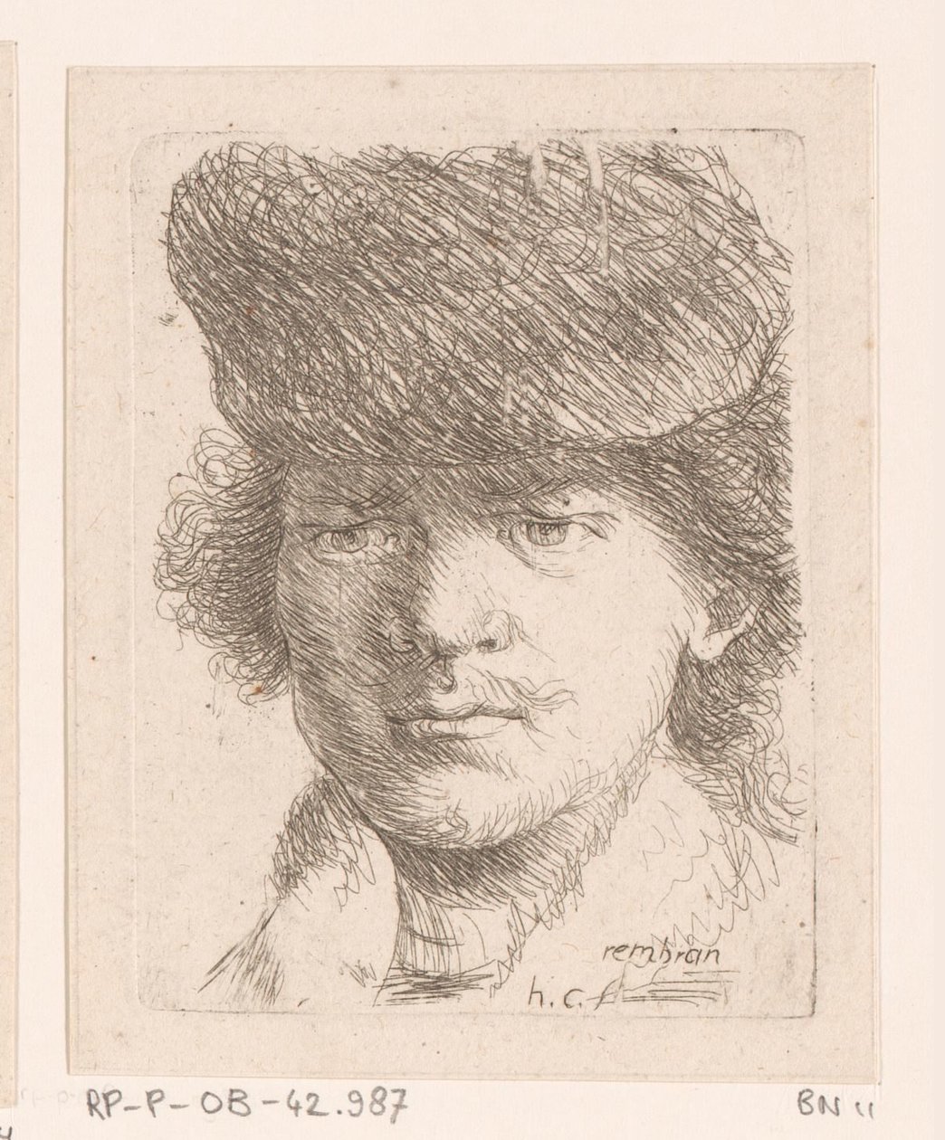 Porträt von Rembrandt mit hoher Mütze von Honoré Coussin