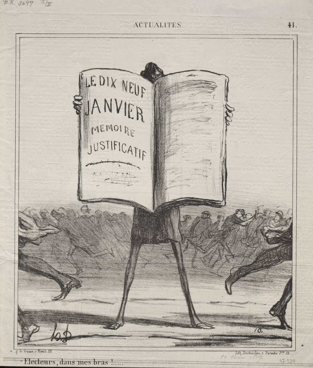 Aktualitäten (Nr. 41): Wähler, in meinen Armen!... von Honoré Daumier