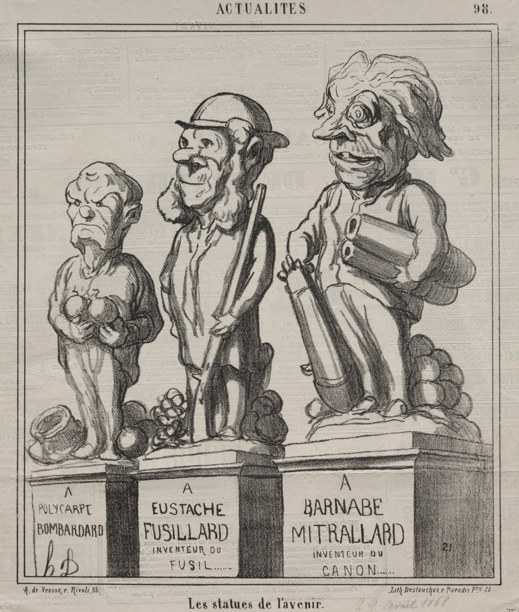 Aktualitäten Tafel 98: Statuen der Zukunft, 1868 von Honoré Daumier