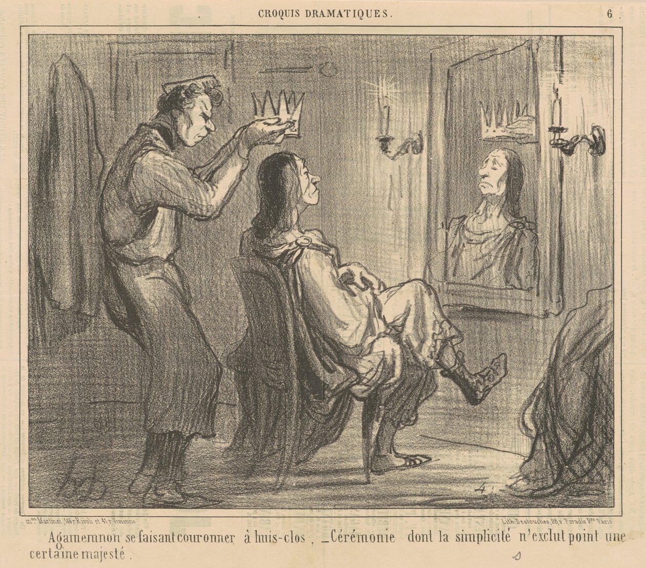 Agamemnon wird hinter verschlossenen Türen gekrönt von Honoré Daumier