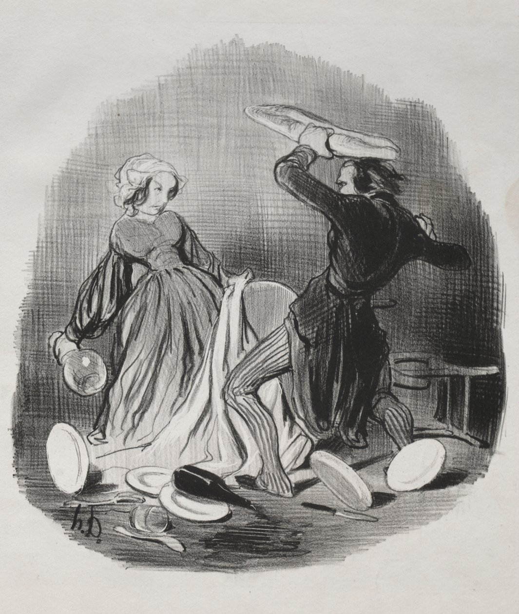 Ah! Du denkst, deine Frau sorgt nicht genug für dich, Schurke... von Honoré Daumier