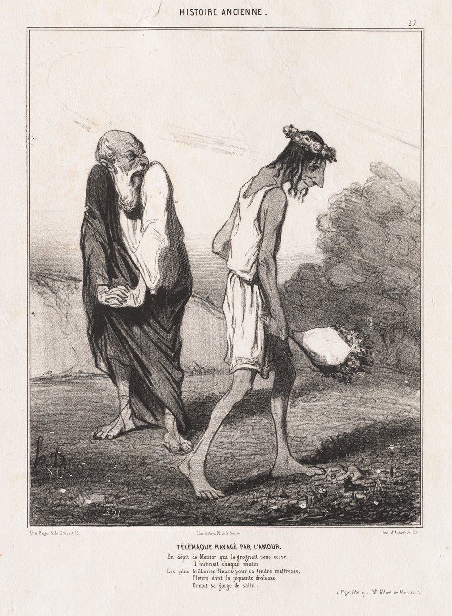 Alte Geschichte: Pl. 27, Telemachus von Liebe überwältigt..., 1842 von Honoré Daumier