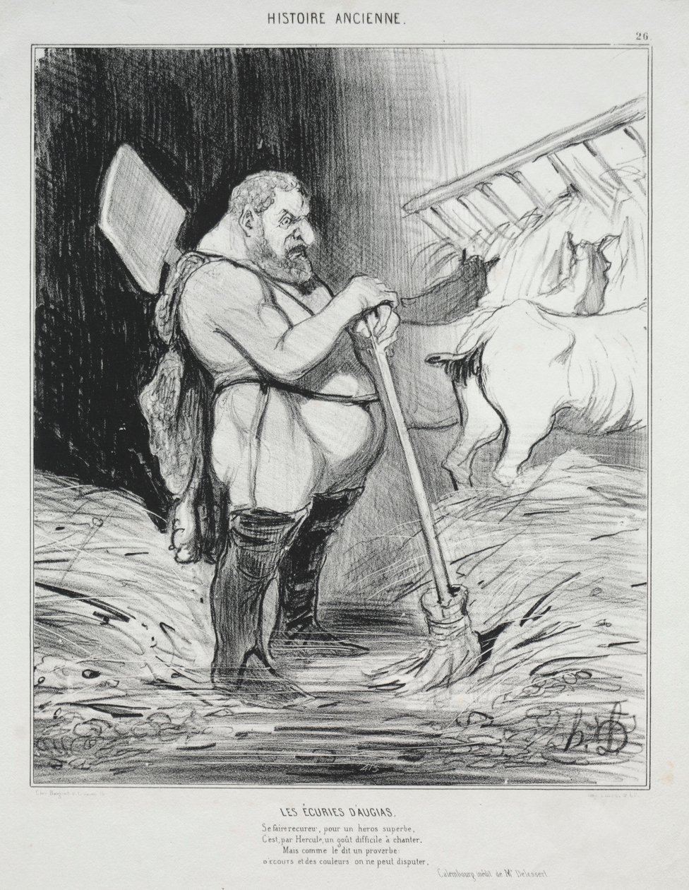 Alte Geschichte, Tafel 26: Der Stall des Augias, 25. September 1842 von Honoré Daumier