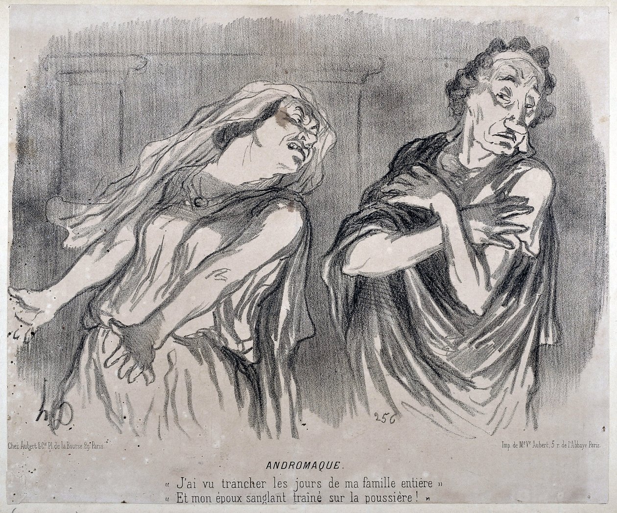 Andromaque Stich von Honore Daumier (1808-1879) in Le Charivari. Palais Longchamp, Musée des Beaux Arts de Marseille. von Honoré Daumier