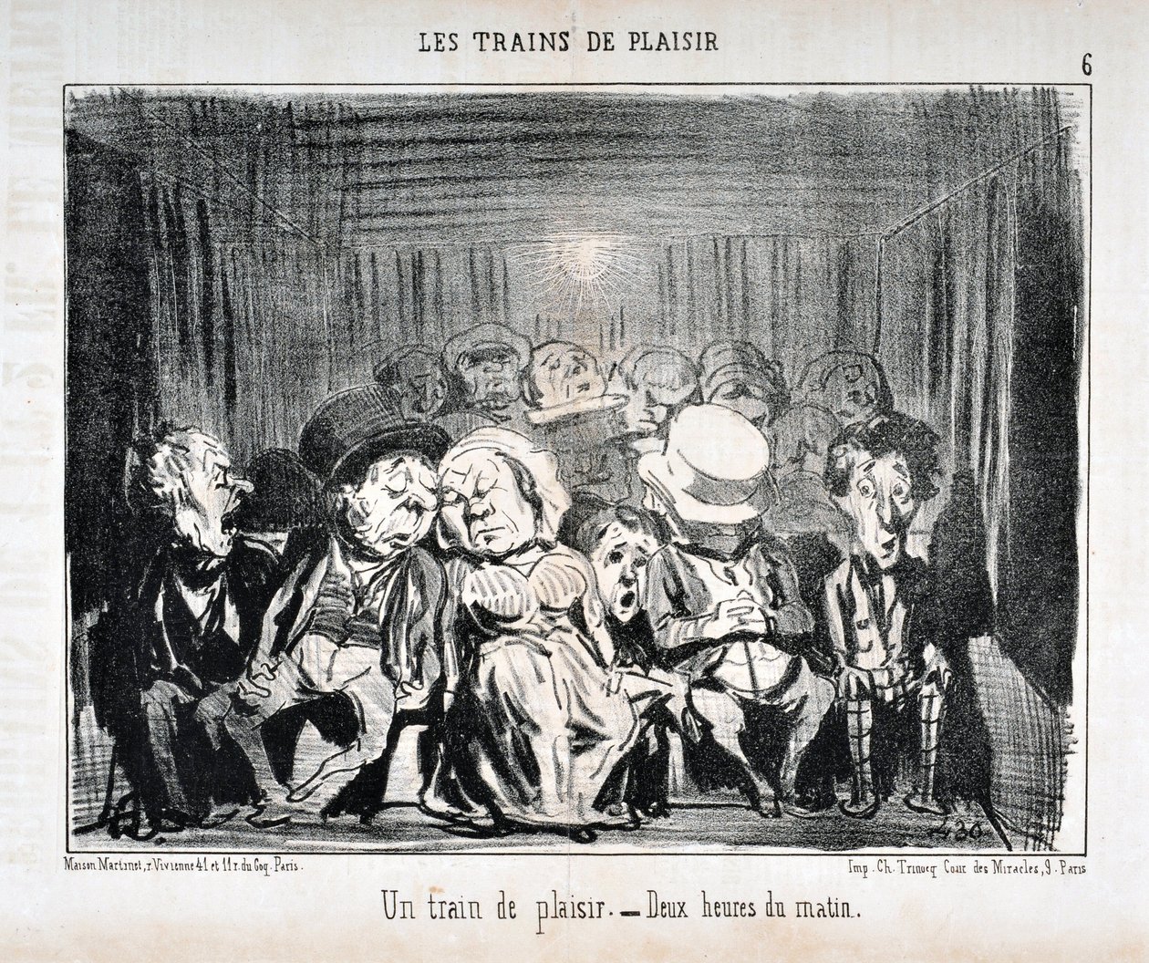 Ein Vergnügungszug. - Zwei Uhr morgens von Honoré Daumier