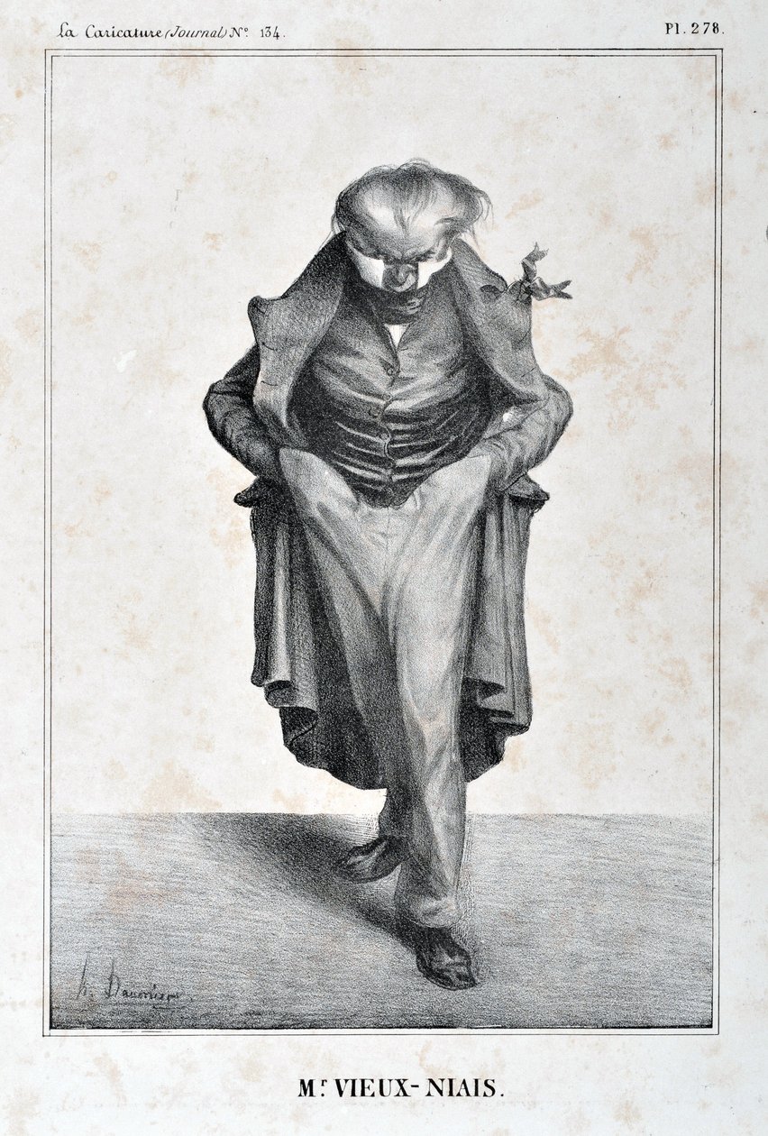 Serie „Berühmtheiten der Karikatur“. „M. Vieux-Niais“. von Honoré Daumier