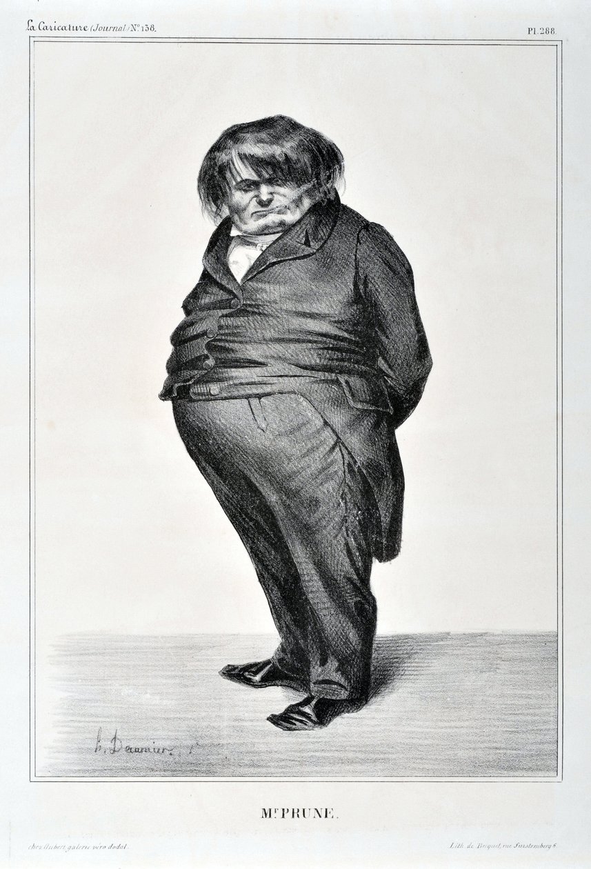 Charivari von 1833: Serie Celebrites de la Caricature. M. Plum. MUSEE DES BEAUX ARTS - PALAIS LONGCHAMP, MARSEILLE von Honoré Daumier