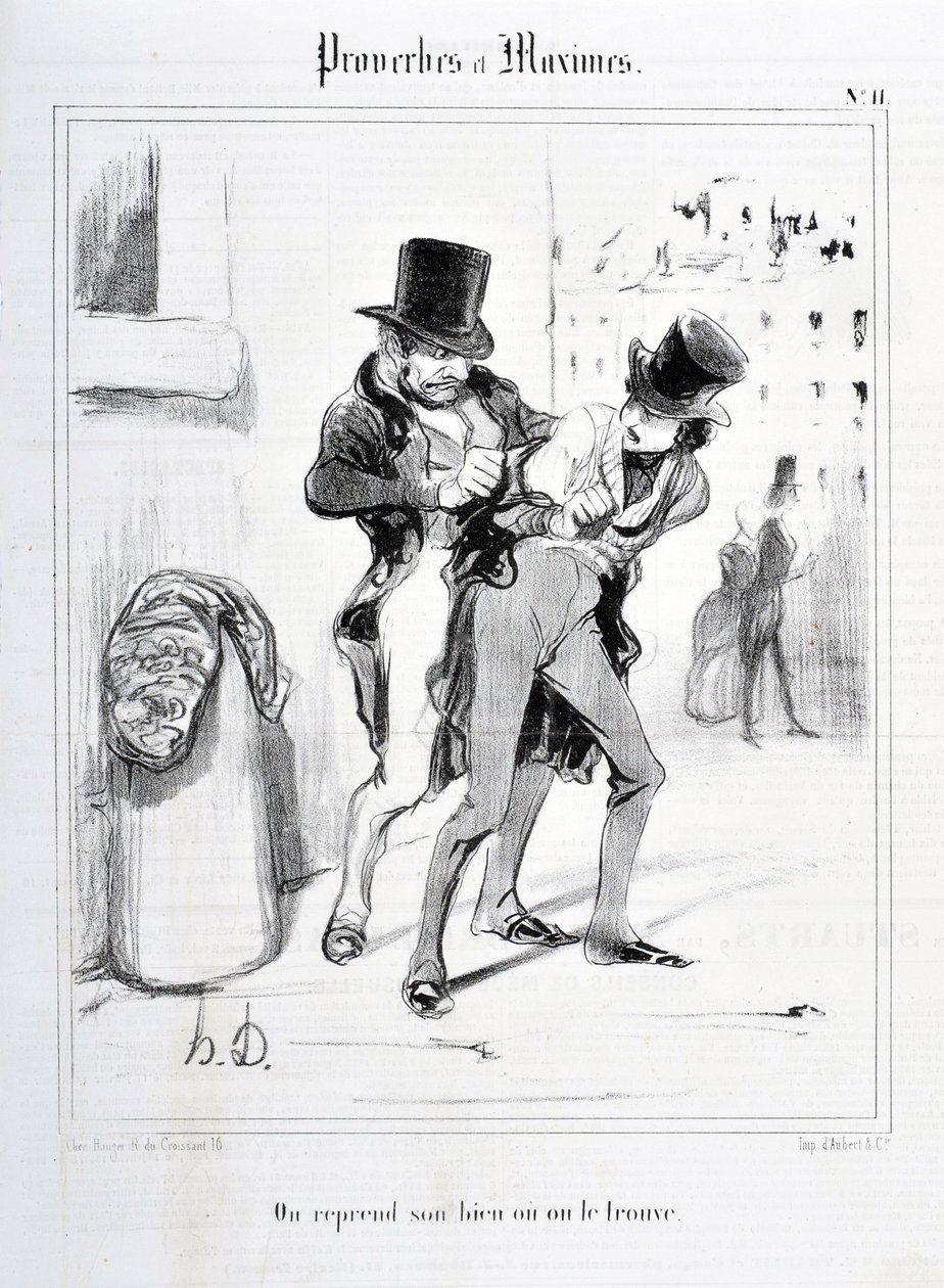 Serie „Sprüche und Maximen“. „Wir nehmen unser Eigentum zurück oder wir finden es“. von Honoré Daumier