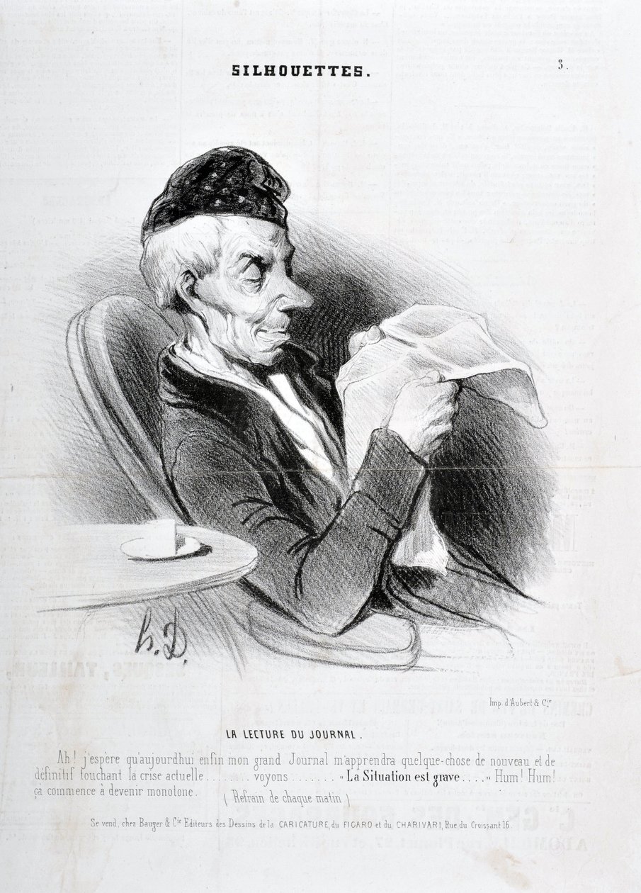 Werk von Honore Daumier (1840): Serie SOUXETTES „Die Zeitungslektüre“ von Honoré Daumier