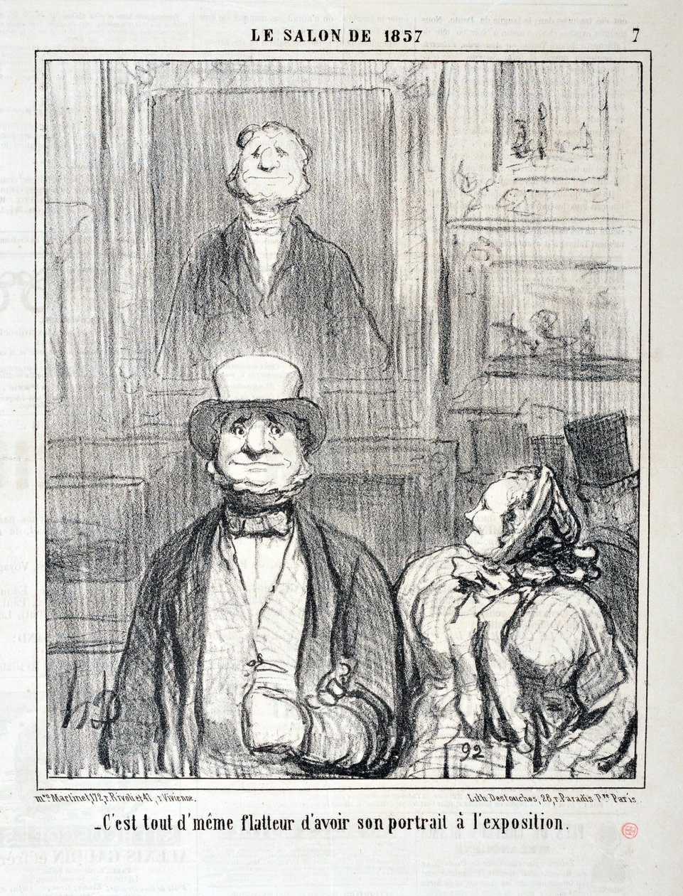 Werk von Honore Daumier (1857): Serie SALON DE 1857 „Es ist immer noch schmeichelhaft, sein Porträt auf der Ausstellung zu haben“ von Honoré Daumier