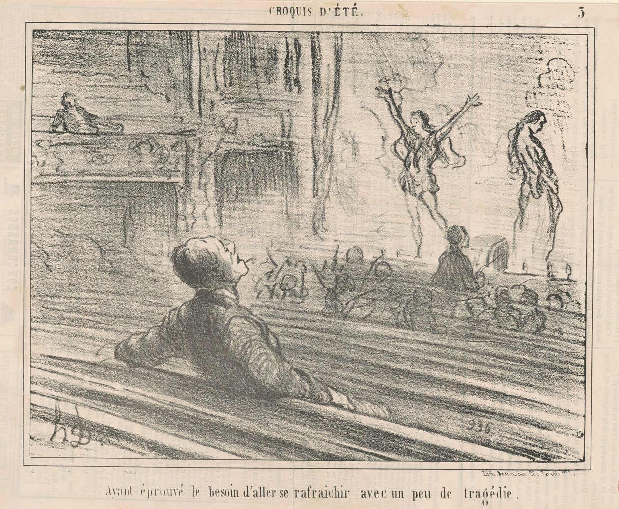 Ayant éprouvé le besoin de se rafraichir avec ... von Honoré Daumier