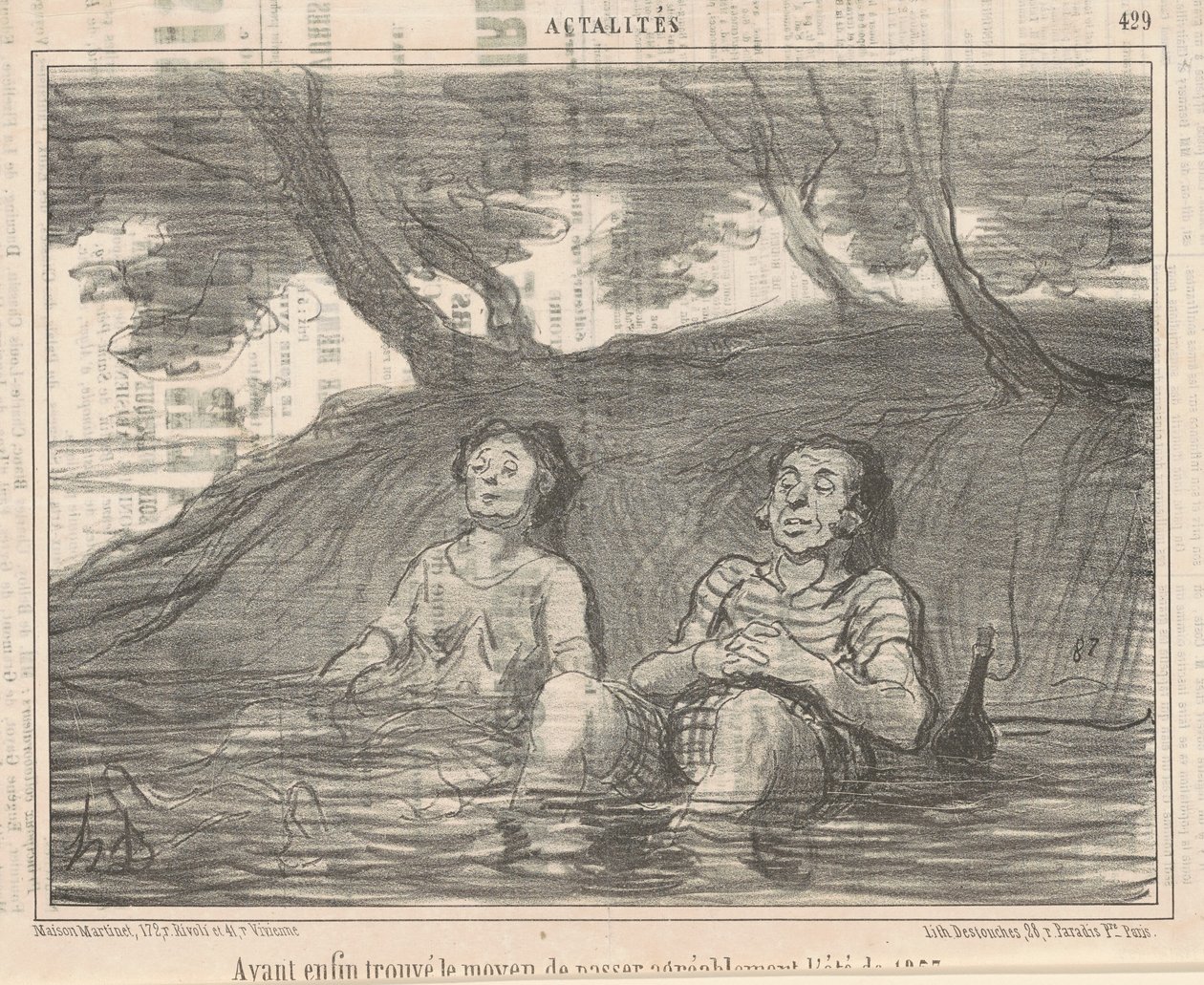 Nachdem ... einen Weg gefunden, den Sommer angenehm zu verbringen von Honoré Daumier