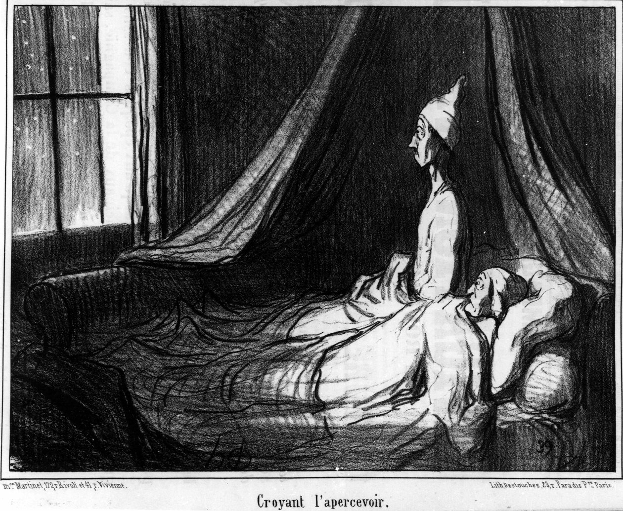 Glauben, ihn zu sehen, Karikatur von Honore Daumier (1808-1879). „Charivari“ von Honoré Daumier