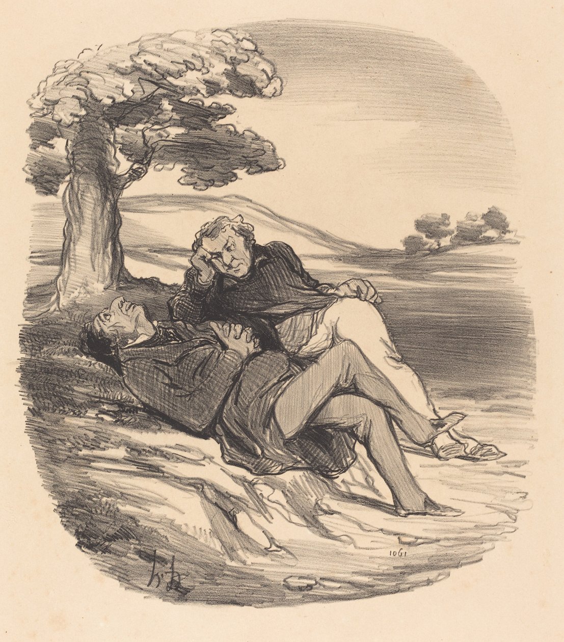 Sanfter Zeitvertreib eines aus dem Handel zurückgezogenen Eisenwarenhändlers... von Honoré Daumier