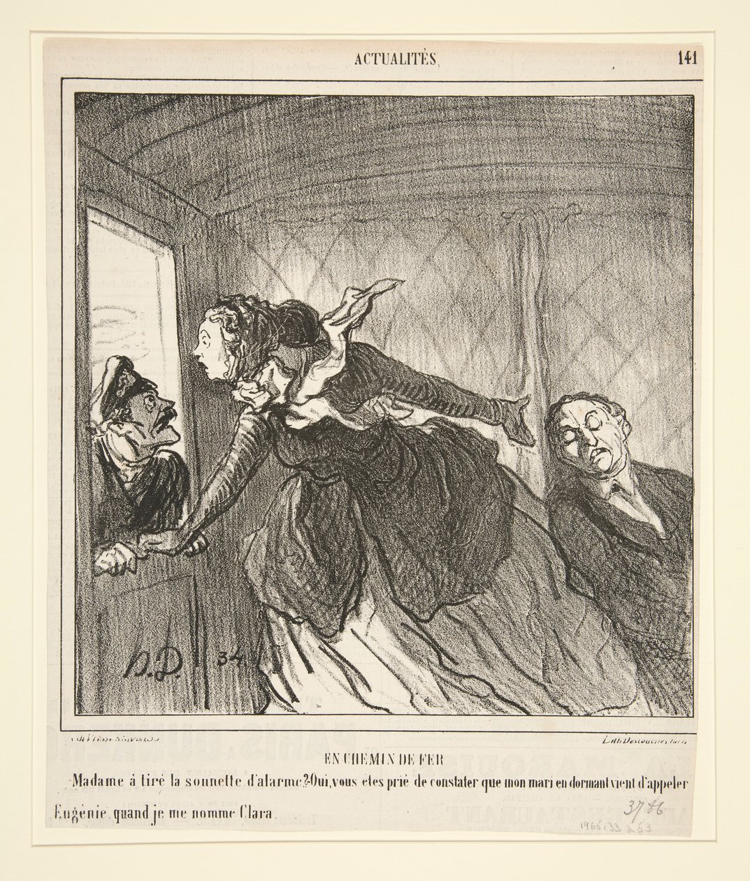 Im Zug: Madame hat die Glocke gezogen von Honoré Daumier
