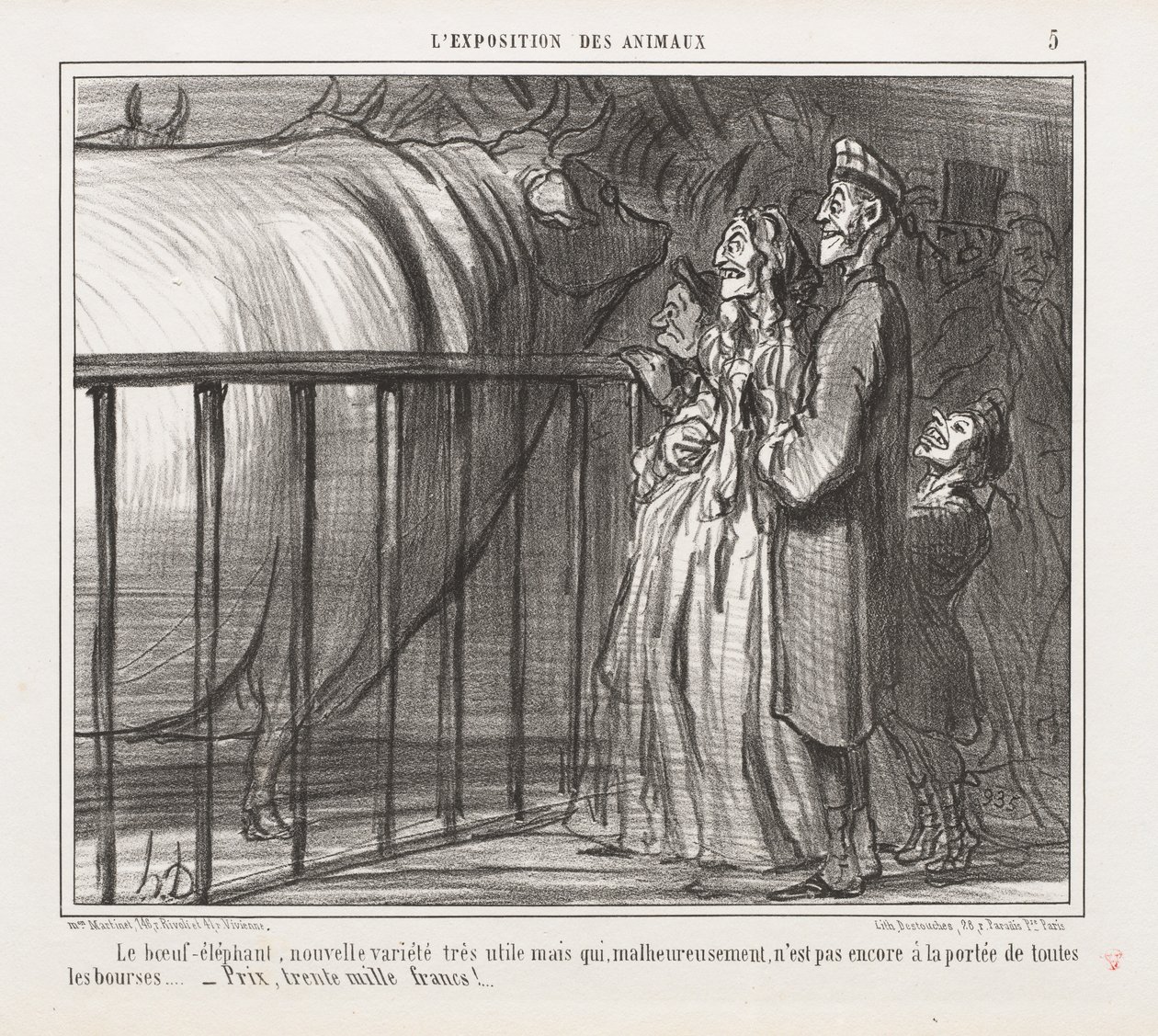 Ausstellung von Tieren: Pl. 5, Die Kuh-Elefant, Neue Sorte von Honoré Daumier