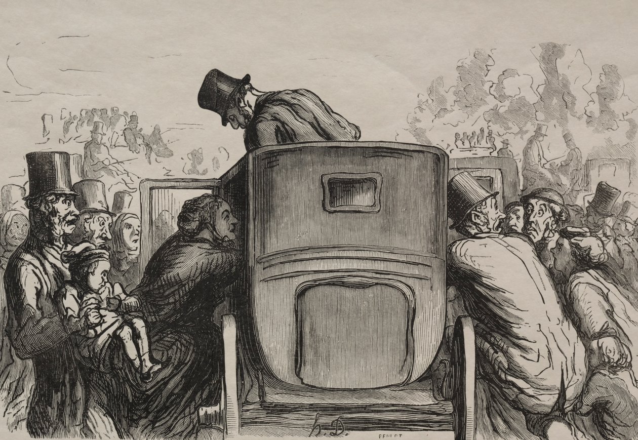 Weltausstellung: Der Fremde findet alle Annehmlichkeiten, um zu seinem Hotel zurückzukehren von Honoré Daumier