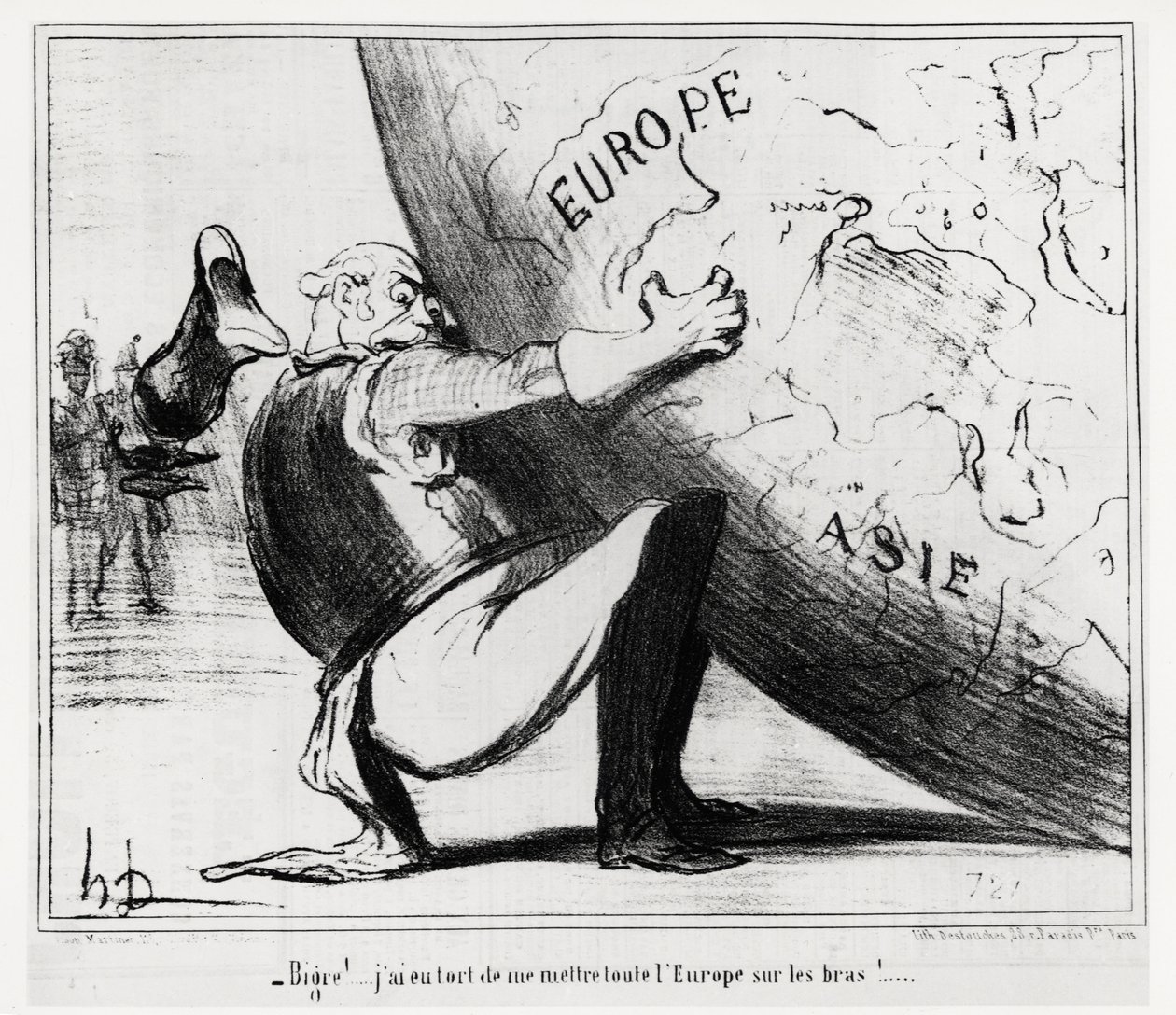 Deutschland: bigre!... Ich habe mich geirrt, ganz Europa auf meine Hände zu legen. Illustration von Honore Daumier (1808-1879), veröffentlicht in den Nachrichten, „Charivari“, datiert 25. Januar von Honoré Daumier